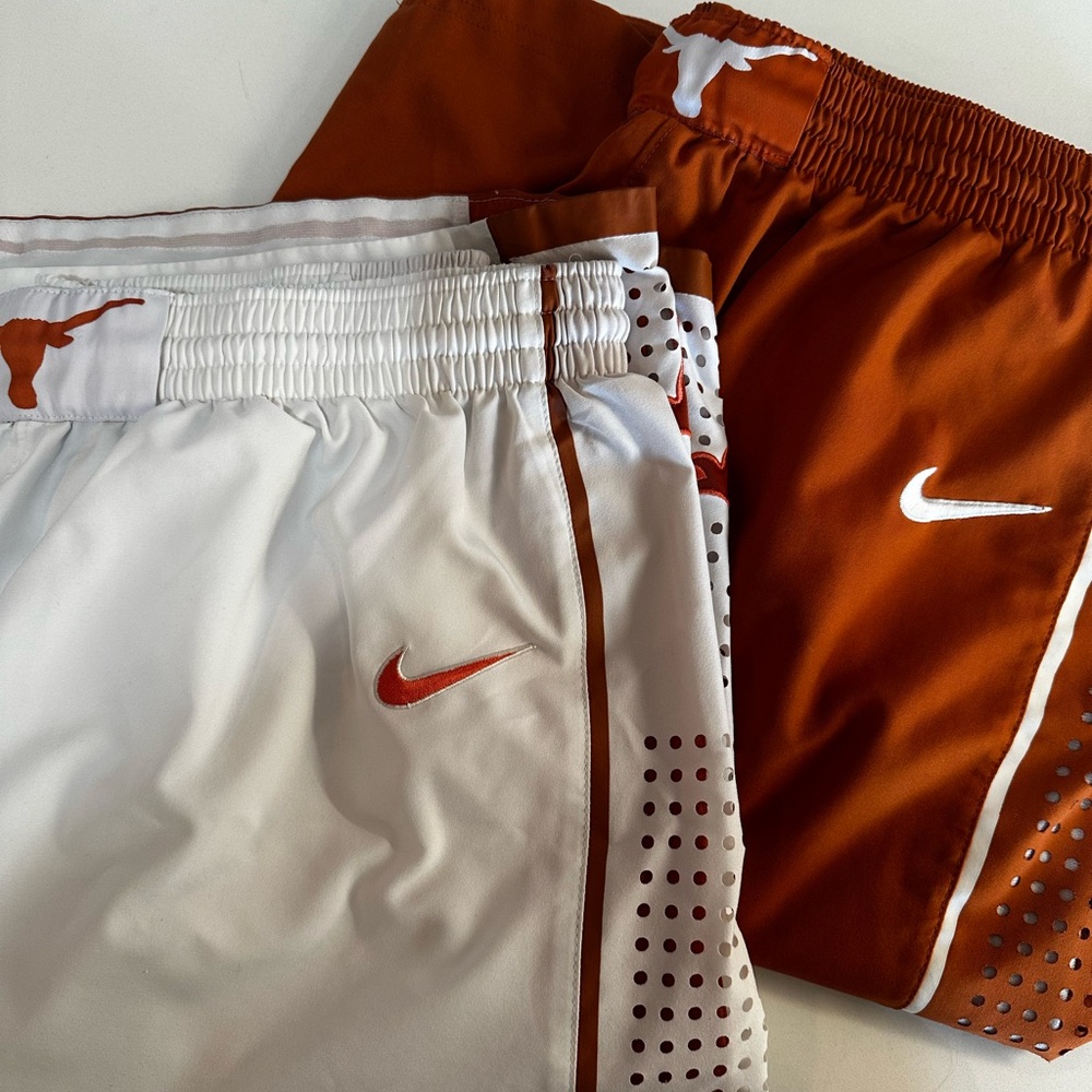 Nike Men’s White and Orange Basketball Shorts